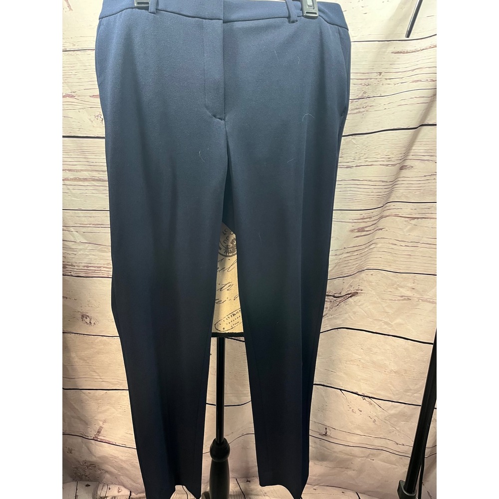 DKNY Womens Navy Blue Tapered Dress Pants Stretch Career Trousers Size 12